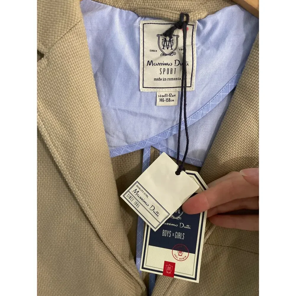 Massimo Dutti blazer NEW boys size 11-12 tan cotton classic preppy